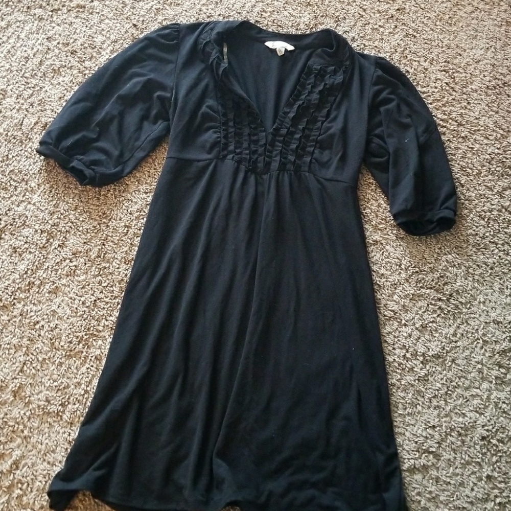 Black dress with rouche detailing